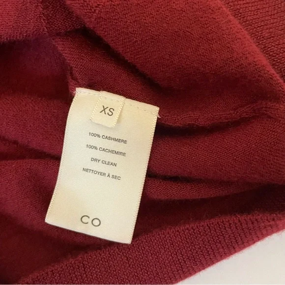 CO Short Sleeve Cashmere Sweater in Red Bordeaux XS Quiet Luxury Minimalist $595 - Picture 11 of 13